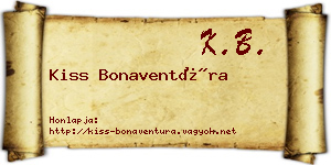 Kiss Bonaventúra névjegykártya